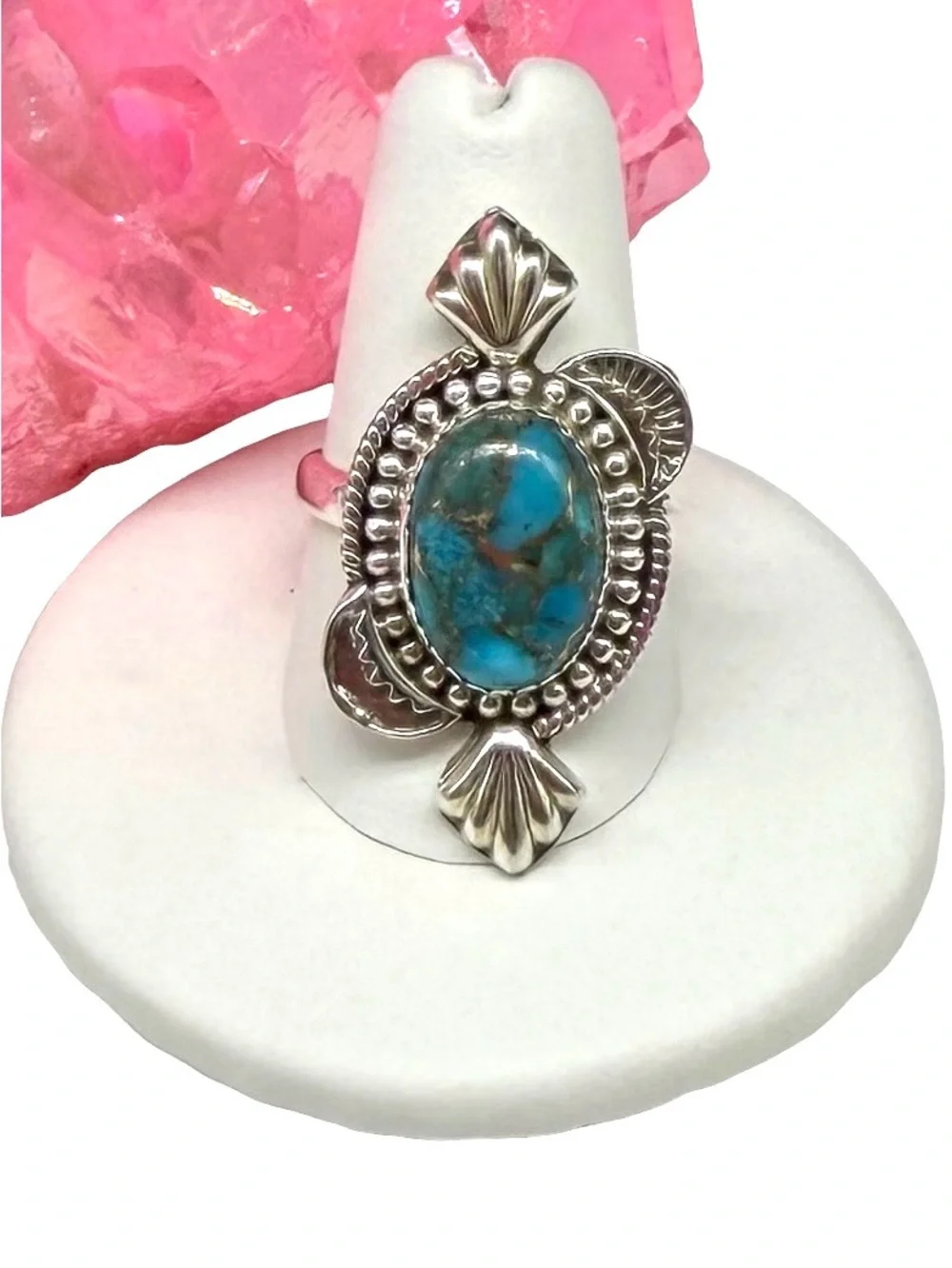 Kingman Copper Turquoise Ring Adjustable Size 7 - 9 Western Boho Blue Stone